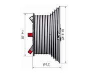 Bębny linowe o średnicy 150mm M102-1375 prowadzenie z przewyższeniem HL max.1375mm na wał 25,4mm Doco International nr kat. 110050