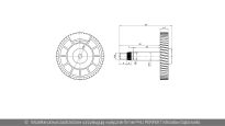 Ślimacznica do napędu 401 000 025 trzpień zębatki moduł 3 Wiśniowski nr kat. 91299 - rysunek techniczny (wymiary)