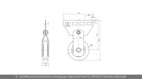 Koło linowe pośrednie z uchwytem dla 4 sprężyn Wiśniowski nr kat. 11250Koło linowe pośrednie z uchwytem dla 3 sprężyn Wiśniowski nr kat. 10815 - rysunek techniczny (wymiary)