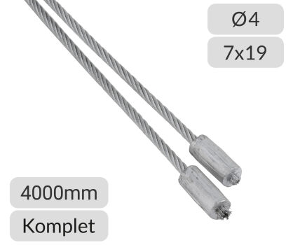 Komplet lin stalowych ocynkowanych Polsling 4mm L=4000mm do bram przemysłowych Crawford Assa Abloy nr kat. PLG-SCR-4-7x19-4