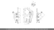 Uchwyt dolny prawy z zabezpieczeniem przed zerwaniem liny nośnej Wiśniowski nr kat. 16567 - rysunek techniczny (wymiary)