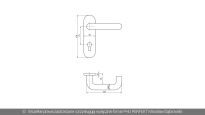 Klamka z szyldem do drzwi stalowych ZK o rozstawie 72mm Hormann nr kat. 534820 - rysunek techniczny (wymiary)