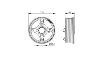 Bębny linowe o średnicy 115mm NL8 prowadzenie N na wał 25,4mm Flexi Force nr kat. FF05NL8