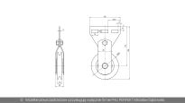 Koło linowe pośrednie z uchwytem dla 3 sprężyn Wiśniowski nr kat. 10815- rysunek techniczny (wymiary)