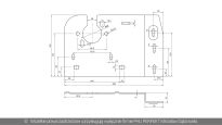 Podpora boczna wspornik prawy odległość do osi otworu 127mm Wiśniowski nr kat. 66537 - rysunek techniczny (wymiary)