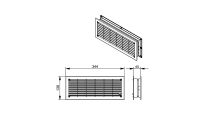 Kratka wentylacyjna czarna z żaluzją 344mm*138mm Flexi Force nr kat. 717FN-BLACK