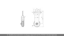 Koło linowe pośrednie z uchwytem dla 2 sprężyn Wiśniowski nr kat. 11834 - rysunek techniczny (wymiary)