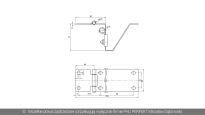 Zawias boczny 60 ze wspornikiem i uchwytem rolki do bram segmentowych Kowal nr kat. 11-45 - rysunek techniczny (wymiary)