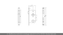 Zamek uniwersalny 72/55 do drzwi serwisowych w bramie Wiśniowski nr kat. Z755B-96-01 - rysunek techniczny (wymiary)