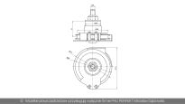 Koło linowe pośrednie D=60mm lewe z osłoną do bram Wiśniowski nr kat. 17692 - rysunek techniczny (wymiary)