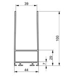 Profil dolny aluminiowy, do panela 40mm, wysokość h = 100mm L = 6090mm