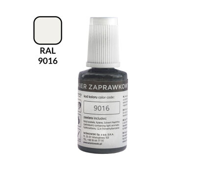 Lakier zaprawkowy RAL9016 z pędzelkiem 25ml Wiśniowski nr kat. 90431