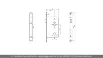 Zamek główny wpuszczany do drzwi ppoż. 72/65 lewy BMH nr kat. 1020.000001 - rysunek techniczny (wymiary)